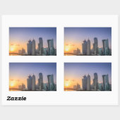 Sonnenuntergang über der Stadt Doha, Katar Rechteckiger Aufkleber (Blatt)