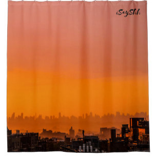 Sonnenuntergang über der Stadt Duschvorhang