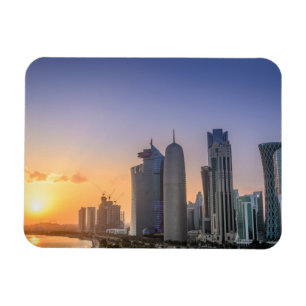 Sonnenuntergang über der Stadt von Doha, Qatar Magnet