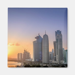 Sonnenuntergang über der Stadt von Doha, Qatar Magnet