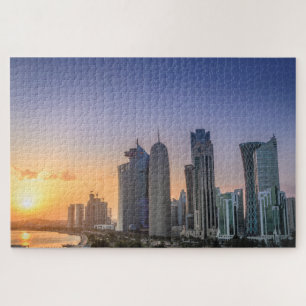 Sonnenuntergang über der Stadt von Doha, Qatar Puzzle