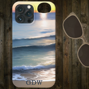 Sonnenuntergang über der Strandmonogramm Case-Mate iPhone Hülle
