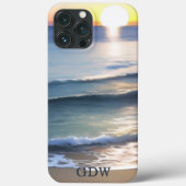 Sonnenuntergang über der Strandmonogramm Case-Mate iPhone Hülle (Rückseite)
