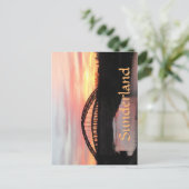 Sonnenuntergang über der Sunderland Wearmouth Brid Postkarte (Stehend Vorderseite)