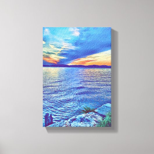 Sonnenuntergang über der Tappan Zee Bridge New Yor Leinwanddruck (Vorderseite)