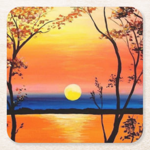 Sonnenuntergang über der Wasserkunst Rechteckiger Pappuntersetzer