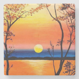 Sonnenuntergang über der Wasserkunst Steinuntersetzer