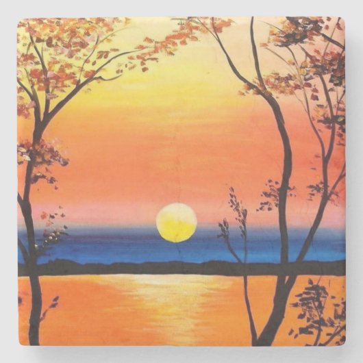 Sonnenuntergang über der Wasserkunst Steinuntersetzer (Vorderseite)