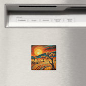 Sonnenuntergang über der Wüste Landschaft 3 Magnet (In Situ (Geschirrspüler))