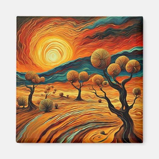 Sonnenuntergang über der Wüste Landschaft 3 Magnet (Vorne)