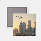 Sonnenuntergang über Doha, Katar-Quadrattext-Magne Magnet (Vorderseite/Rückseite)