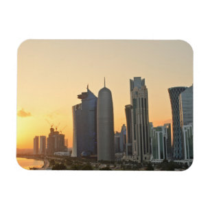 Sonnenuntergang über Doha, Qatar rechteckiger Magnet
