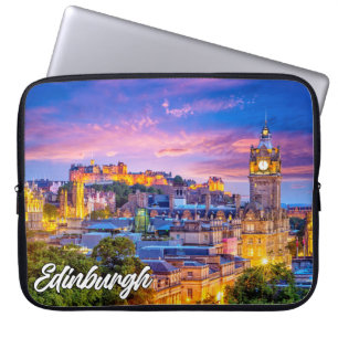Sonnenuntergang über Edinburgh, Schottland, Verein Laptopschutzhülle