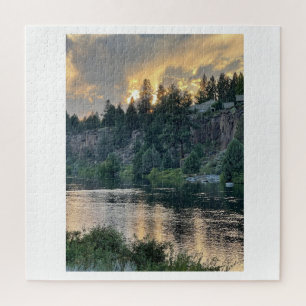 Sonnenuntergang über einem Fluss Puzzle