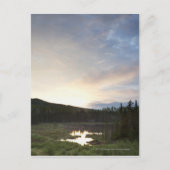 Sonnenuntergang über einem nebelhaften Teich Postkarte (Vorderseite)