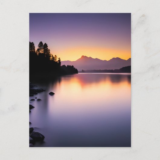 Sonnenuntergang über einem See Postkarte (Vorderseite)
