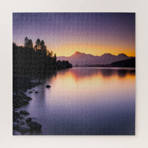 Sonnenuntergang über einem See Puzzle