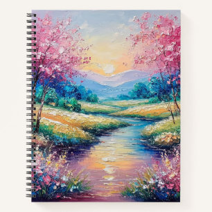 Sonnenuntergang über einem Serenbach Notizblock