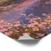 Sonnenuntergang über einer blühenden Wiese Poster (Ecke)