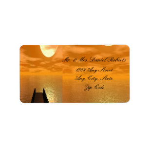 Sonnenuntergang über einer Dock-Hochzeit Adressaufkleber