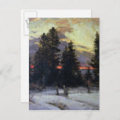 Sonnenuntergang über einer Winterlandschaft, c.190 Postkarte (Vorne/Hinten)