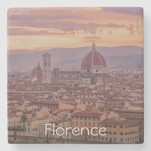 Sonnenuntergang über Florenz, Italien Steinuntersetzer (Vorderseite)