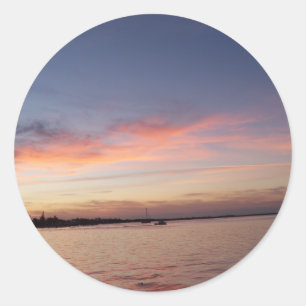 Sonnenuntergang über Florida Bay, Key Largo FL Runder Aufkleber