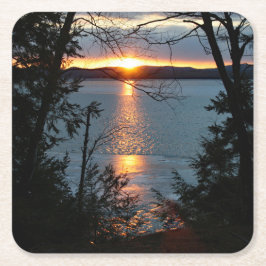 Sonnenuntergang über Forest Lake Paper Untersetzer