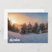 Sonnenuntergang über gefrorenem Schneewald in der Postkarte (Vorne/Hinten)