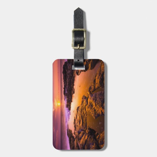 Sonnenuntergang über Gezeitenbecken, Hawaii Gepäckanhänger (Vorderseite vertikal)