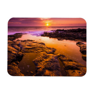 Sonnenuntergang über Gezeitentümpeln, Hawaii Magnet