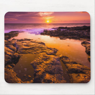 Sonnenuntergang über Gezeitentümpeln, Hawaii Mousepad