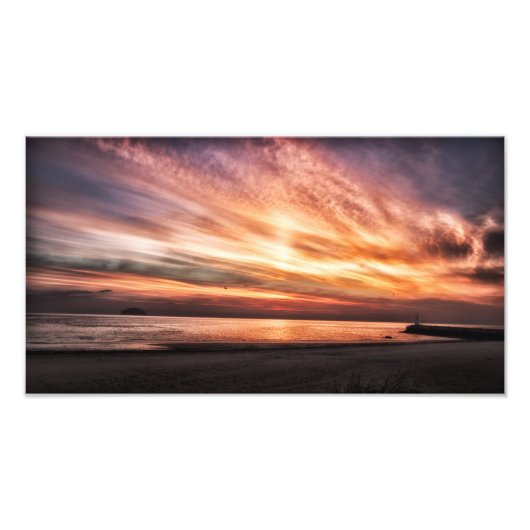 Sonnenuntergang über Girvan Beach, Ayrshire Schott Fotodruck (Vorne)