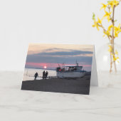 Sonnenuntergang über Hythe Bay Kent mit Fischerboo Karte (Gelbe Blume)