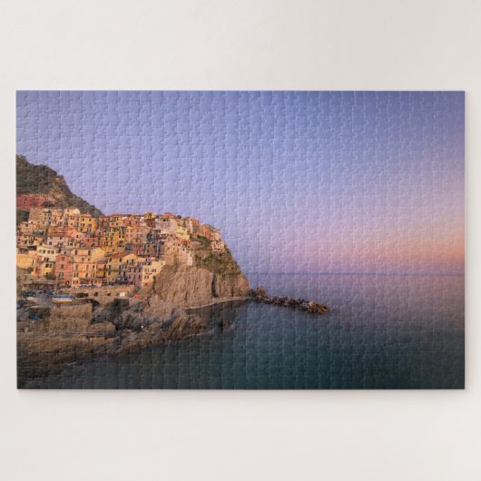 Sonnenuntergang über Manarola Dorf in Cinque Terre Puzzle (Horizontal)