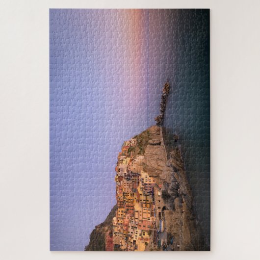Sonnenuntergang über Manarola Dorf in Cinque Terre Puzzle (Vertikal)