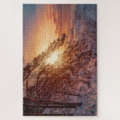 Sonnenuntergang über Meer und schneebedecktes Puzz Puzzle (Vertikal)