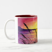 Sonnenuntergang über Meeresfarbe Zweifarbige Tasse (Links)