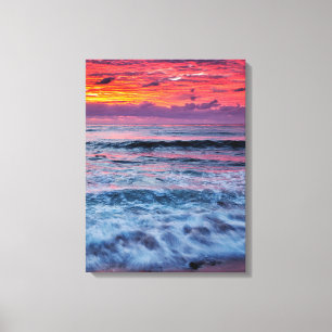 Sonnenuntergang über Meereswellen, Kalifornien Leinwanddruck