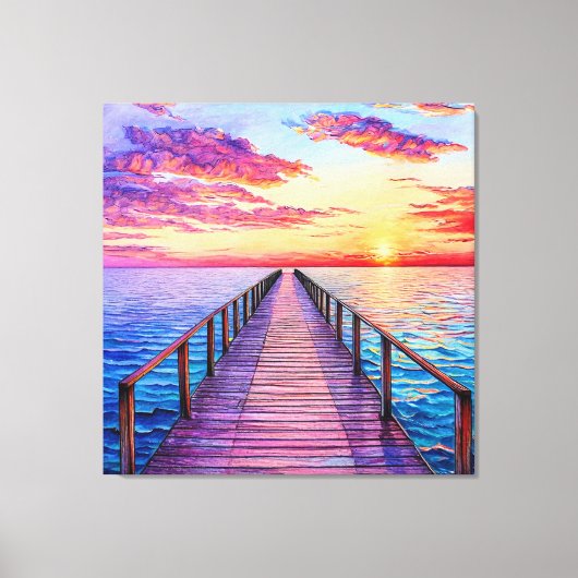 Sonnenuntergang über Meereswellen Leinwanddruck (Vorderseite)