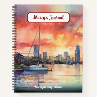 Sonnenuntergang über Miami von der Bucht von Bisca Notizblock