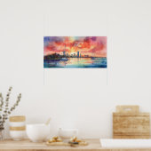 Sonnenuntergang über Miami von der Bucht von Bisca Poster (Küche)