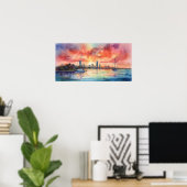 Sonnenuntergang über Miami von der Bucht von Bisca Poster (Heimbüro)