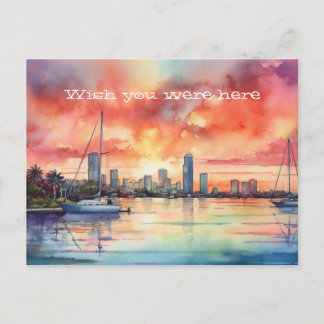 Sonnenuntergang über Miami von der Bucht von Bisca Postkarte