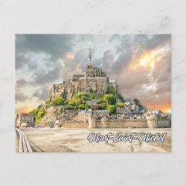Sonnenuntergang über Mont-Saint-Michel, Normandie Postkarte