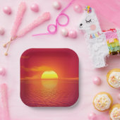 Sonnenuntergang über Orange Sea Calm Pappteller (Party)