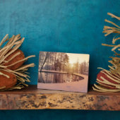 Sonnenuntergang über Park mit einem kleinen eisige Fotoplatte (Seite)