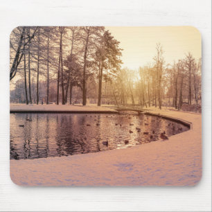 Sonnenuntergang über Park mit einem kleinen eisige Mousepad