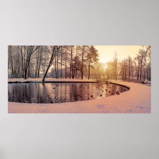 Sonnenuntergang über Park mit einem kleinen eisige Poster (Vorne)