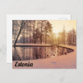 Sonnenuntergang über Park mit einem kleinen eisige Postkarte (Vorne/Hinten)